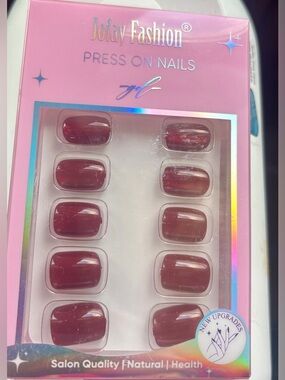 Jofay Fashion Press-On Gel Nails in Deep Wine Red